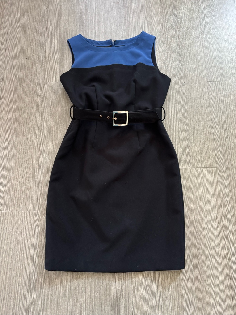 Banana Republic Black Dress with Blue Yoke and Belt